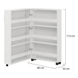 Scarpiera Bianco Opaco Nero 6 Ripiani Un'anta 68x33x113h cm, Ante con Doppia Capienza, Apertura con Ruote - Porvoo