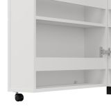 Scarpiera Bianco Opaco Nero 6 Ripiani Un'anta 68x33x113h cm, Ante con Doppia Capienza, Apertura con Ruote - Porvoo