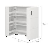 Scarpiera Bianco Opaco Nero 9 Ripiani 2 Ante 92x33x113h cm, Ante con Doppia Capienza, Apertura con Ruote - Ystad