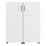 Scarpiera Bianco Opaco Nero 9 Ripiani 2 Ante 92x33x113h cm, Ante con Doppia Capienza, Apertura con Ruote - Ystad