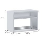 Scarpiera Bianco un Ripiano 2 Vani 65x35x45h cm, Installazione a Terra - Monguzzo