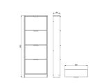 Scarpiera Bianco un Ripiano 4 Ante 58x18x155.5h cm, kit Fissaggio a Muro Incluso - Pesche
