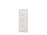 Scarpiera Bianco un Ripiano 4 Ante 58x18x155.5h cm, kit Fissaggio a Muro Incluso - Pesche