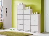 Scarpiera Bianco un Ripiano 4 Ante 58x18x155.5h cm, kit Fissaggio a Muro Incluso - Pesche