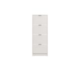 Scarpiera Bianco un Ripiano 4 Ante 58x18x155.5h cm, kit Fissaggio a Muro Incluso - Pesche