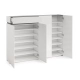Scarpiera Bissau, Mobile portascarpe, Armadio da ingresso multiuso, Mobiletto per calzature, Made in Italy, 160x34h115 cm, Bianco lucido e Antracite