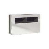 Scarpiera Bolsena, Mobile portascarpe, Armadio da ingresso multiuso, Mobiletto per calzature, Made in Italy, 91x35 h57 cm, Bianco lucido