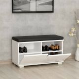 Scarpiera Brachium, Mobile portascarpe, Armadio da ingresso multiuso, Mobiletto per calzature, 80x35 h42 cm, Bianco