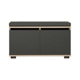 Scarpiera Brachium, Mobile portascarpe, Armadio da ingresso multiuso, Mobiletto per calzature, 80x35 h42 cm, Noce e Nero