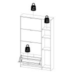 Scarpiera Brie, Mobile portascarpe, Armadio da ingresso multiuso, Mobiletto per calzature, 99x24 h162 cm, Quercia e Bianco
