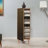 Scarpiera Cebalrai, Porta scarpe salvaspazio , Armadio da ingresso multiuso, Mobile per calzature, 50x38h135 cm, Quercia