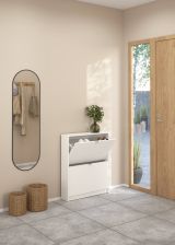 Scarpiera Celine, Mobile portascarpe, Armadio da ingresso multiuso, Mobiletto per calzature, 70x17 h85 cm, Bianco