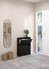 Scarpiera Celine, Mobile portascarpe, Armadio da ingresso multiuso, Mobiletto per calzature, 70x17 h85 cm, Nero