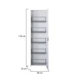 Scarpiera Ciclamino, Mobile multiuso da ingresso con anta a specchio , Armadio moderno portascarpe a 5 ripiani, 100% Made in Italy, 50x18h178 cm, Bianco