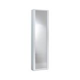 Scarpiera Datura, Mobile multiuso da ingresso con anta a specchio , Armadio moderno portascarpe a 7 ripiani, 100% Made in Italy, 50x32hx182 cm, Bianco