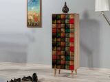 Scarpiera design legno e multicolore 50x135h cm in legno - Giadeite
