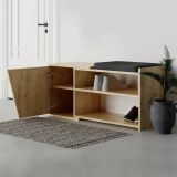 Scarpiera Dione, Mobile portascarpe, Armadio da ingresso multiuso, Mobiletto per calzature, 104x47 h37 cm, Quercia
