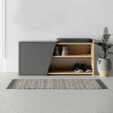 Scarpiera Dione, Mobile portascarpe, Armadio da ingresso multiuso, Mobiletto per calzature, 104x47 h37 cm, Quercia e Antracite