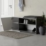 Scarpiera Dione, Mobile portascarpe, Armadio da ingresso multiuso, Mobiletto per calzature, 105x38 h47 cm, Antracite e Bianco