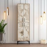 Scarpiera Dolivier, 60x35h200 cm, Noce e Bianco Marmo