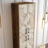 Scarpiera Dolivier, 60x35h200 cm, Noce e Bianco Marmo