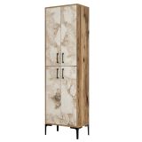 Scarpiera Dolivier, 60x35h200 cm, Noce e Bianco Marmo