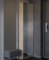 Scarpiera Drome, Mobile portascarpe, Armadio da ingresso multiuso, Mobiletto per calzature, 50x20 h181 cm, Rovere