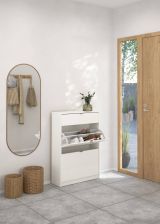 Scarpiera Edith, Mobile portascarpe, Armadio da ingresso multiuso, Mobiletto per calzature, 24x70 h101 cm, Bianco