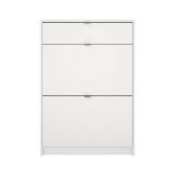 Scarpiera Edith, Mobile portascarpe, Armadio da ingresso multiuso, Mobiletto per calzature, 24x70 h101 cm, Bianco