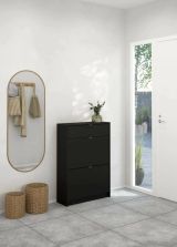 Scarpiera Edith, Mobile portascarpe, Armadio da ingresso multiuso, Mobiletto per calzature, 24x70 h101 cm, Nero
