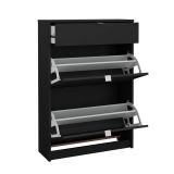 Scarpiera Edith, Mobile portascarpe, Armadio da ingresso multiuso, Mobiletto per calzature, 24x70 h101 cm, Nero