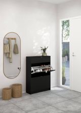 Scarpiera Edith, Mobile portascarpe, Armadio da ingresso multiuso, Mobiletto per calzature, 24x70 h101 cm, Nero