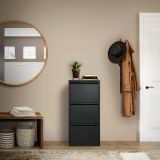 Scarpiera Eliseo, Mobile portascarpe in metallo, Armadio da ingresso multiuso, Mobiletto per calzature, 50x15h104 cm, Nero