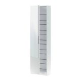 Scarpiera Eugene, Armadio portascarpe alta a 1 anta, Mobile portascarpe moderno, Armadio da ingresso con specchio, 50x22h180 cm, Bianco