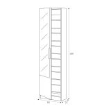 Scarpiera Eugene, Armadio portascarpe alta a 1 anta, Mobile portascarpe moderno, Armadio da ingresso con specchio, 50x22h180 cm, Rovere