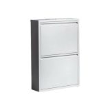 Scarpiera Ezequiel, Mobile portascarpe in metallo, Armadio da ingresso multiuso, Mobiletto per calzature, 50x15h71 cm, Bianco