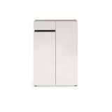 Scarpiera Gibuti, Mobile portascarpe, Armadio da ingresso multiuso, Mobiletto per calzature, Made in Italy, 80x34h115 cm, Bianco lucido e Antracite