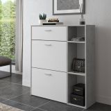 Scarpiera Grigio Cemento Bianco 90x26x102h cm, un Cassetto - Samassi