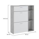Scarpiera Grigio Cemento Bianco 90x26x102h cm, un Cassetto - Samassi