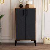 Scarpiera Helios, Porta scarpe salvaspazio , Armadio da ingresso multiuso, Mobile per calzature, 60x35h111 cm, Noce e Antracite