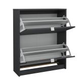 Scarpiera Hughette, Mobile portascarpe, Armadio da ingresso multiuso, Mobiletto per calzature, 24x70 h85 cm, Grigio