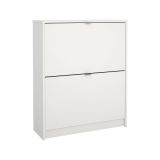 Scarpiera Hughette, Mobile portascarpe, Armadio da ingresso multiuso, Mobiletto per calzature, 70x24 h85 cm, Bianco