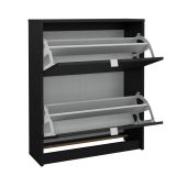 Scarpiera Hughette, Mobile portascarpe, Armadio da ingresso multiuso, Mobiletto per calzature, 70x24 h85 cm, Nero