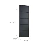 Scarpiera in metallo 5 ante nera 50x172h cm in metallo - Afrend