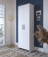 Scarpiera Ionio, Mobile portascarpe, Armadio da ingresso multiuso, Mobiletto per calzature, 65x38h197 cm, Bianco