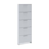 Scarpiera Ionio, Mobile portascarpe, Armadio da ingresso multiuso, Mobiletto per calzature, 69x17h187 cm, Bianco