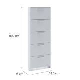 Scarpiera Ionio, Mobile portascarpe, Armadio da ingresso multiuso, Mobiletto per calzature, 69x17h187 cm, Bianco