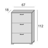 Scarpiera Iris, Mobile multiuso da ingresso con 3 ante a ribalta-, Armadietto portascarpe moderno, 100% Made in Italy, 67x18h112 cm, Bianco