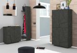Scarpiera Joel, Mobile multiuso a 2 ante, Portascarpe da ingresso, 100% Made in Italy, cm 81x38h86, Ardesia con dettaglio