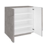 Scarpiera Joel, Mobile multiuso a 2 ante, Portascarpe da ingresso, 100% Made in Italy, cm 81x38h86, Cemento con dettaglio